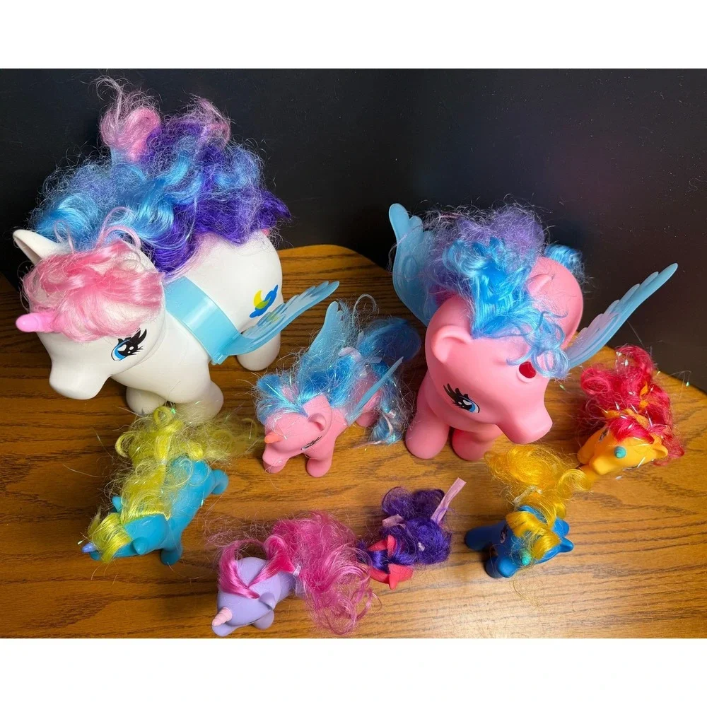 Vintage - My Little Pony Figures: Lot of 8, Unicorn Pegasus Wings - Mixed Sizes